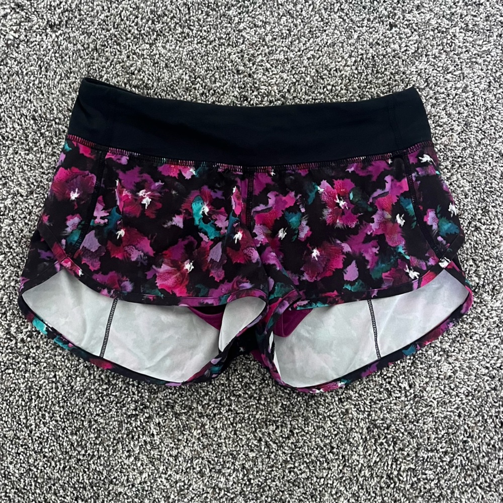 Lululemon Speed Short 3” Mini Midnight Bloom Black Deep Fuschia